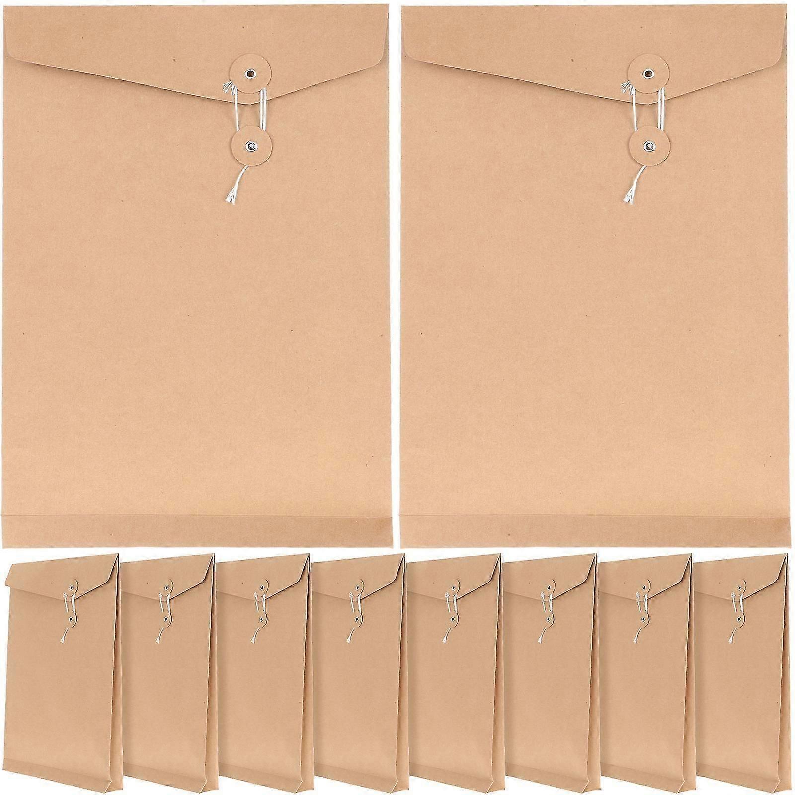 10pcs Kraft Paper Envelope String Tie Closure Envelope Document File Organizer
