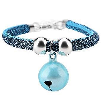 Japanese Style Pets Necklace Nylon Accessory Supply Cat Bell Collar w/ Extension Chain (Blue)