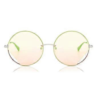 Moschino MOS073/G/S Asian Fit 010/MT Full Rim Silver Unisex Round Sunglasses UV1 Original