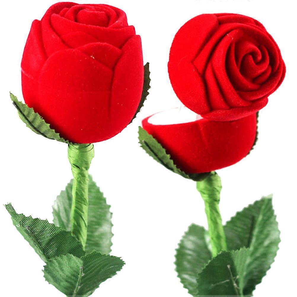 Romantic Rose Shape Ring Boxes for Storage 2Pcs Wedding Ring Jewelry Box