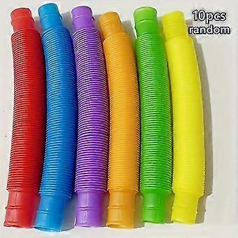 Sensory Pop Tubes, 10 Pcs Stretchable Fidget Toys, BPA-free, Stress Relief, Calming, Party Favors, School Rewards, Assorted Colors