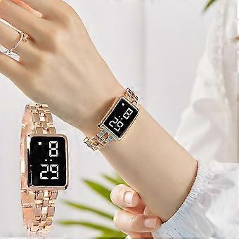 Women Watch Square Dial Digital Display Touch Operation Single Folding Buckle Precise Time