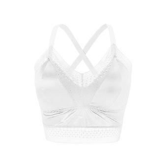 Womens Strap Sports Bras Fitness Workout Padded Yoga Bra Criss Cross Back Underwear Lace Crop Tops  White XL