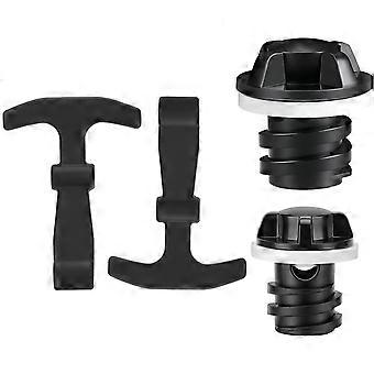 Coolers Repair Set in Black with 2 Drain Plugs and 2 T-Style Pull Latches, Using Plastic Construction and Screw-In Drain Piece for Basic-Tool