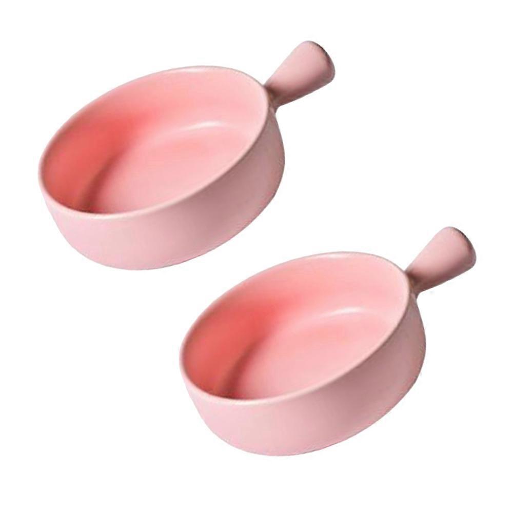 Round Ceramics Baking Plate for Baking Use 2Pcs Practical Kitchen Tray