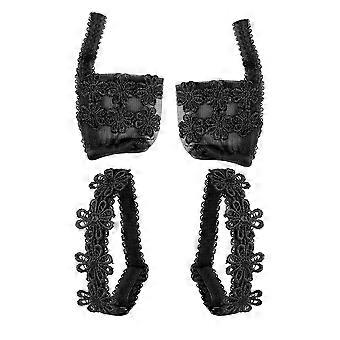 Black Lace High Heels Shoelaces for Anti-Slip Use with 2Pairs Straps