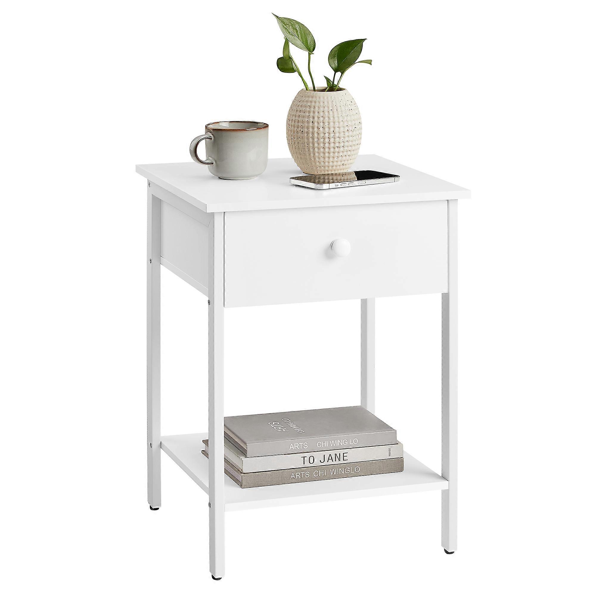 Nightstand, End Table, Side Table with Drawer and Shelf