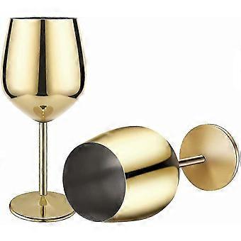 Stainless Steel Cocktail Wine Glasses, 2-Piece Gold Plated Reusable Metal Drink Cups