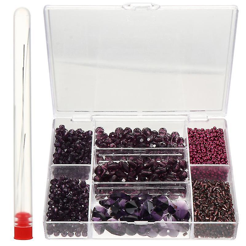 0.8X0.6cm Purple Refillable Makeup Palettes & Cases 1 Set 7 Grid Crystal Beads With Threader Diy Jew