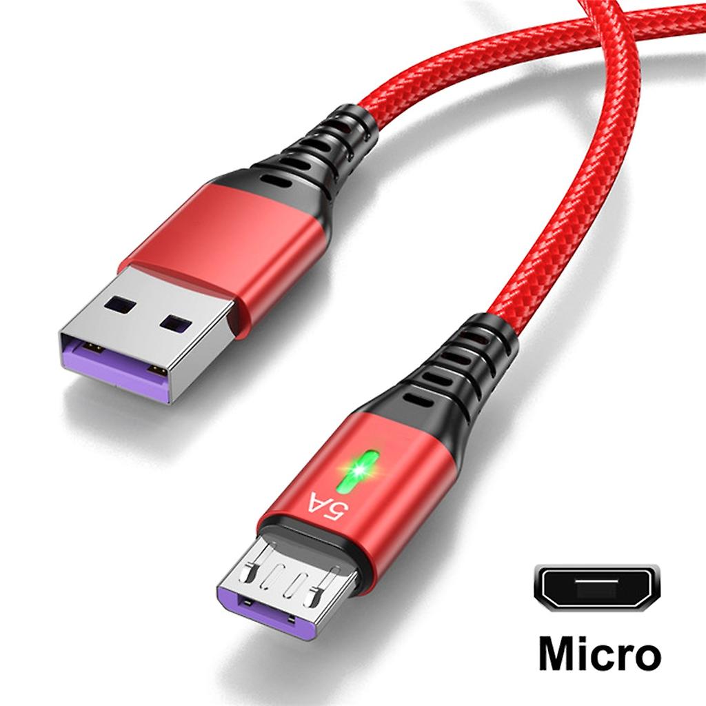 5A USB MicroUSB Szybkie ładowanie telefonu Przewód USB do zielonego oświetlenia LED