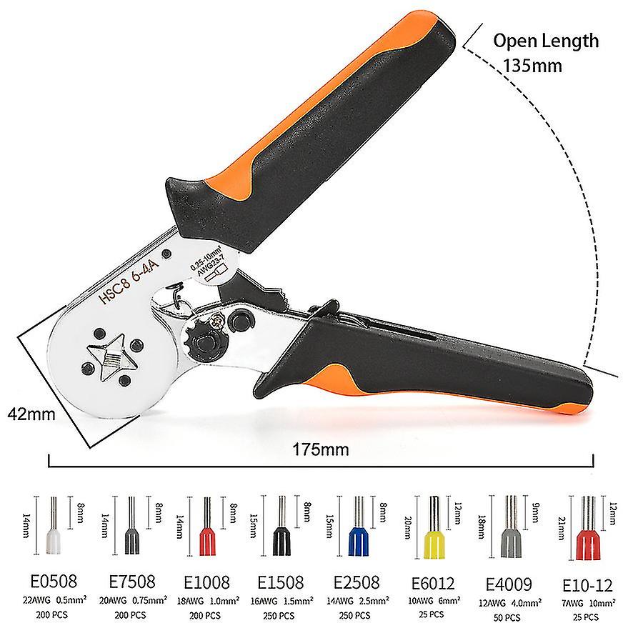 Pin Krimpgereedschap Crimper Tang Set Zelf Verstelbare Rateldraad Krimping Draagbare Sleeve Type Crimper Tang Oranje Iwd 16