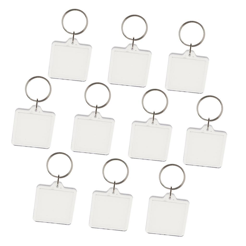 10Pieces Square Blank Insert Photo Picture Frame Split Ring Keychain