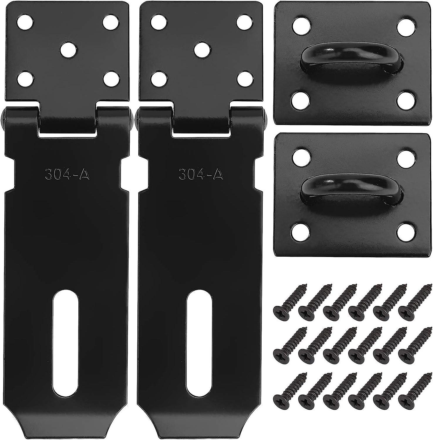 Trinco de Porta de Aço Inoxidável Preto de 2 Peças, Fivela de 4 Polegadas