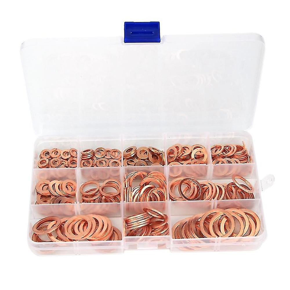 300pcs/set Copper Washers Flat Ring Sump Plug Seal Assorted Set Professional Car Accessories Kit Co