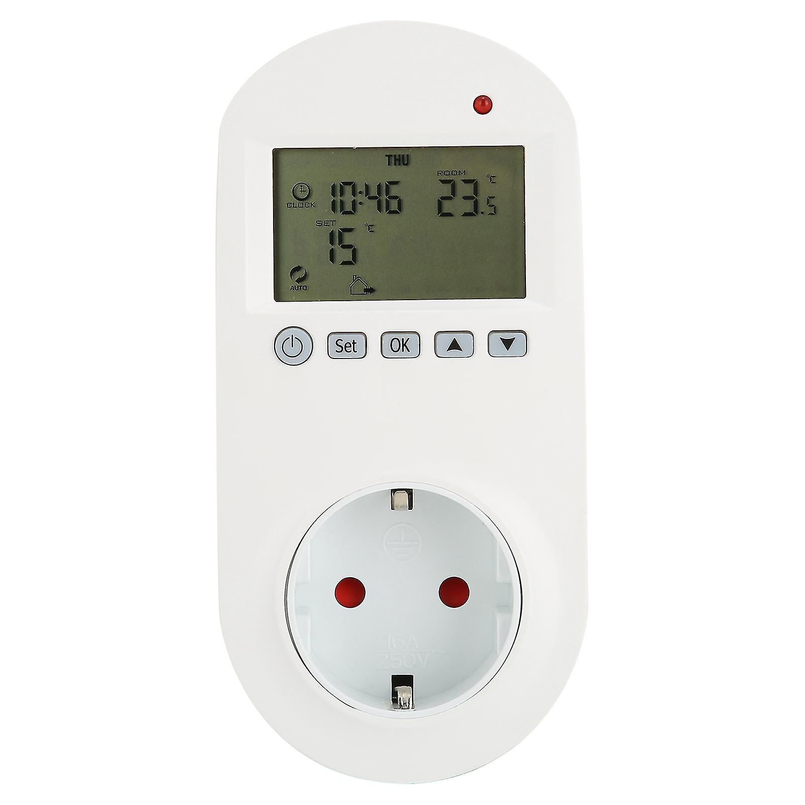 16A Plugin Thermostat Programmable Electric Heating Temperature Controller Eu 230v