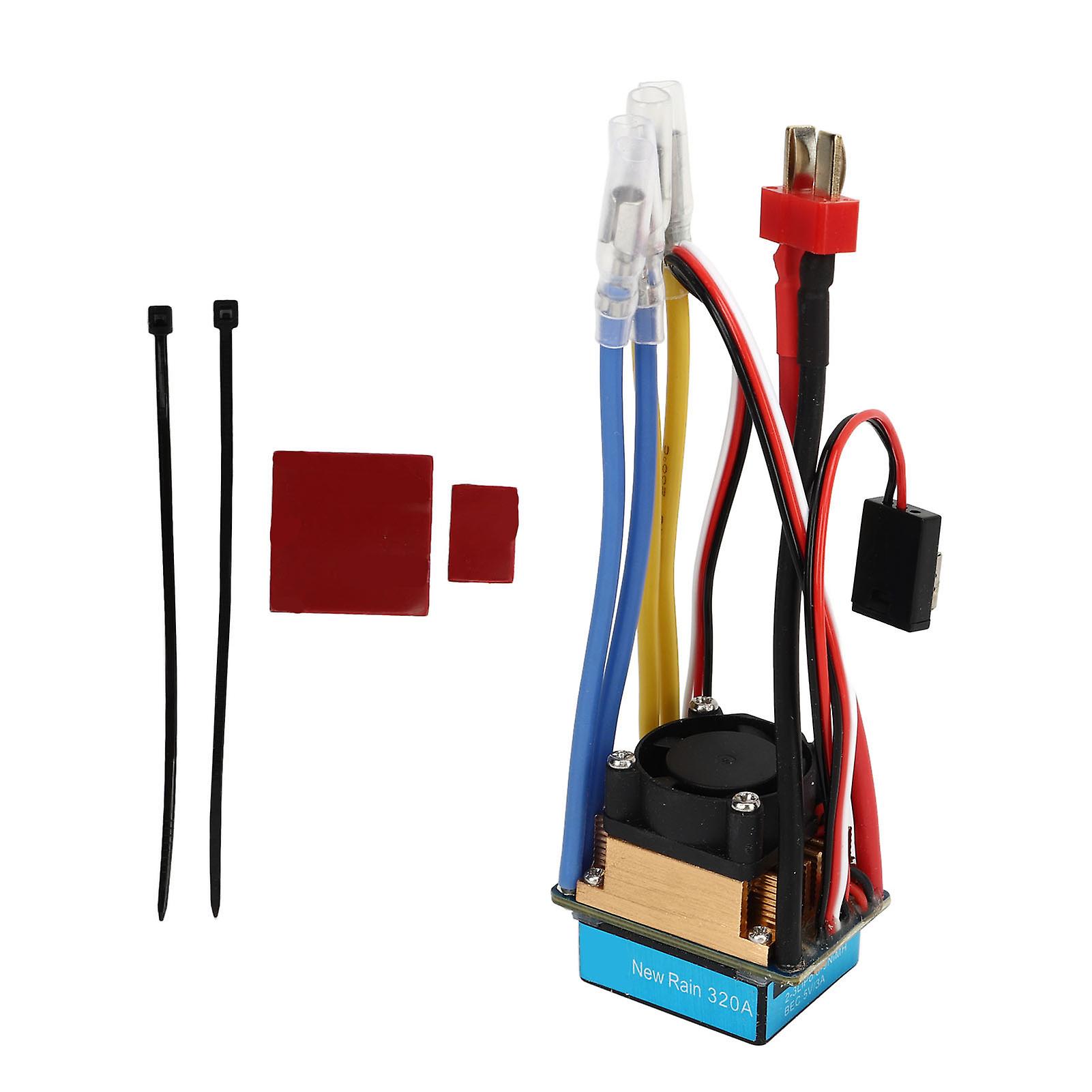 320A Dual Way Bidirectional Brushed ESC with Fan 3A 5V 3 Modes Waterproof Universal Multiple Protection RC Boat ESC