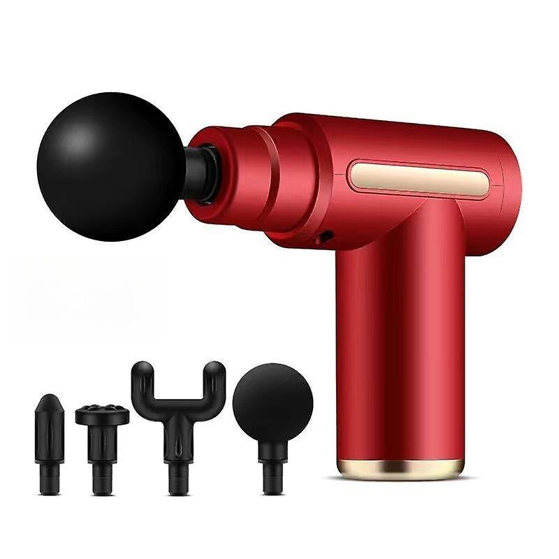 Mini Massage Gun Percussion Red Deep Tissues Muscle Massager Gun With 6 Speeds Type-c Charging 35db Ultra Quiet Portable Electric Handheld Body Massag