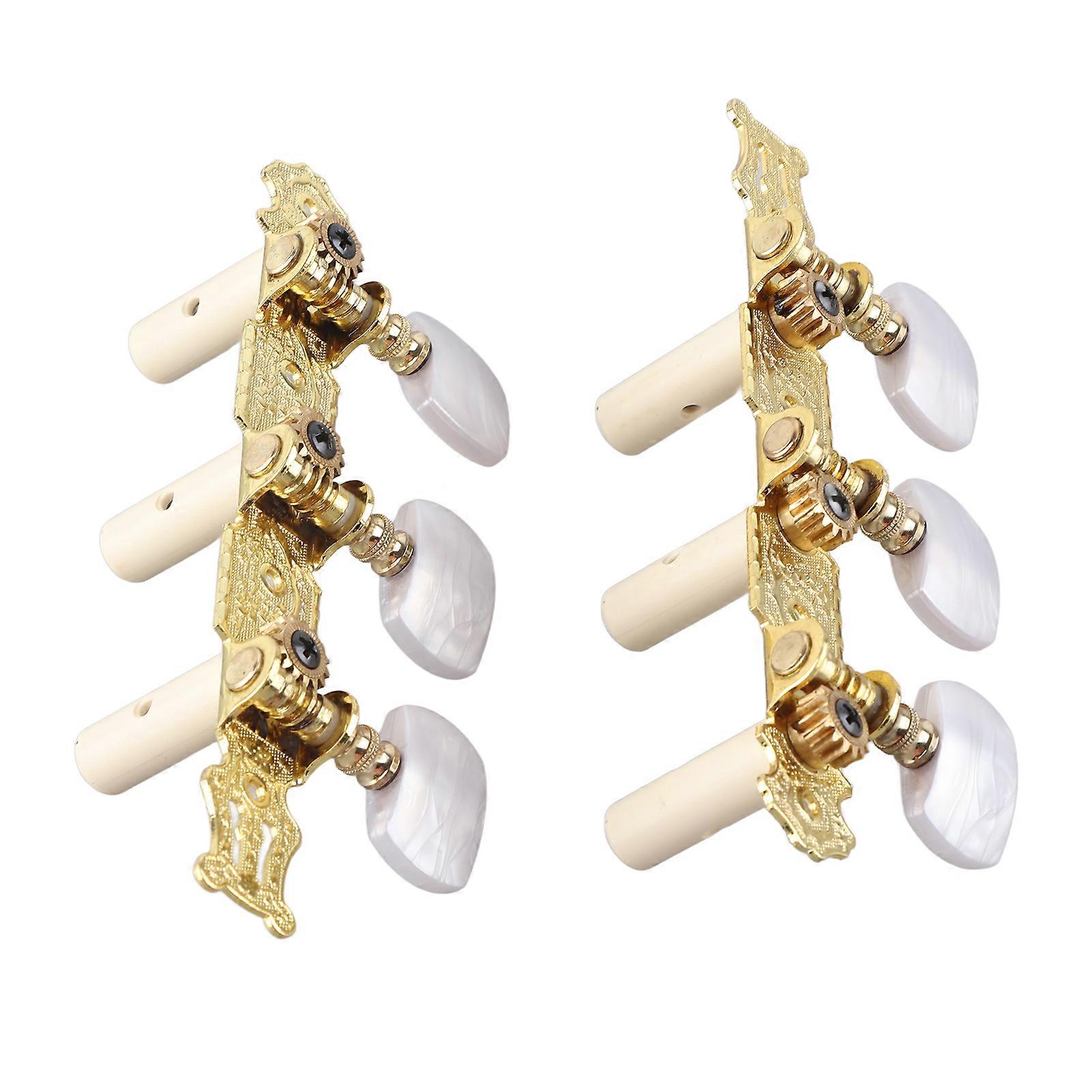 2Pcs Classical Guitar String Machine Heads Tuning Pegs Keys Tuners Set White Button 