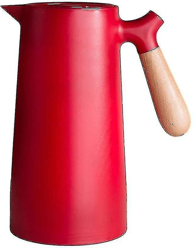 Thermos Pot Double Layer Thermal Insulation Kettle Glass Liner Coffee Pot With Wood Handle 1000ml