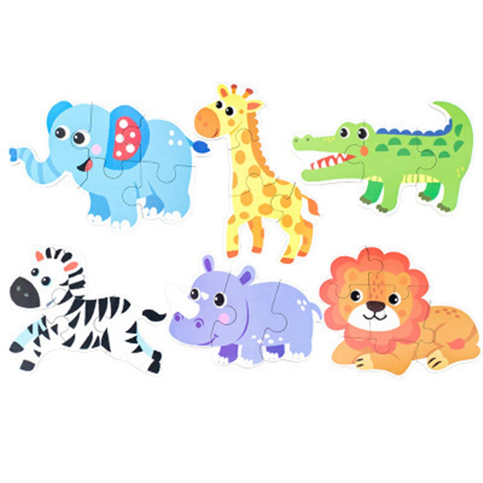 6 in 1 Baby Jigsaw Puzzles Animal Patterns Colorful Printing Educational Hands On Puzzle Toy 