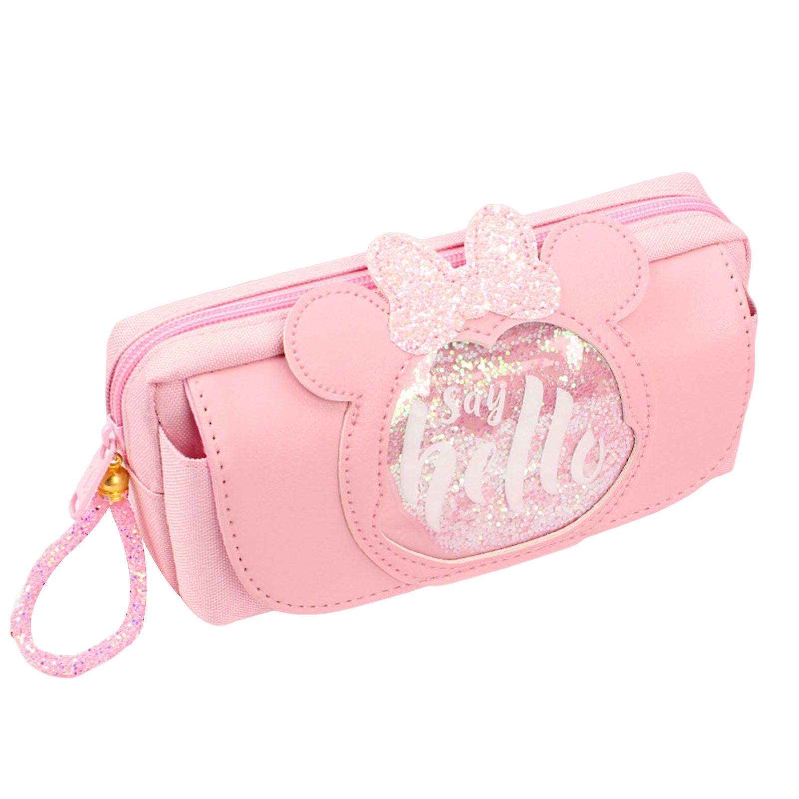 Double-layer Zippered Pencil Case Portable Large Capacity Cute Stationery Bag
