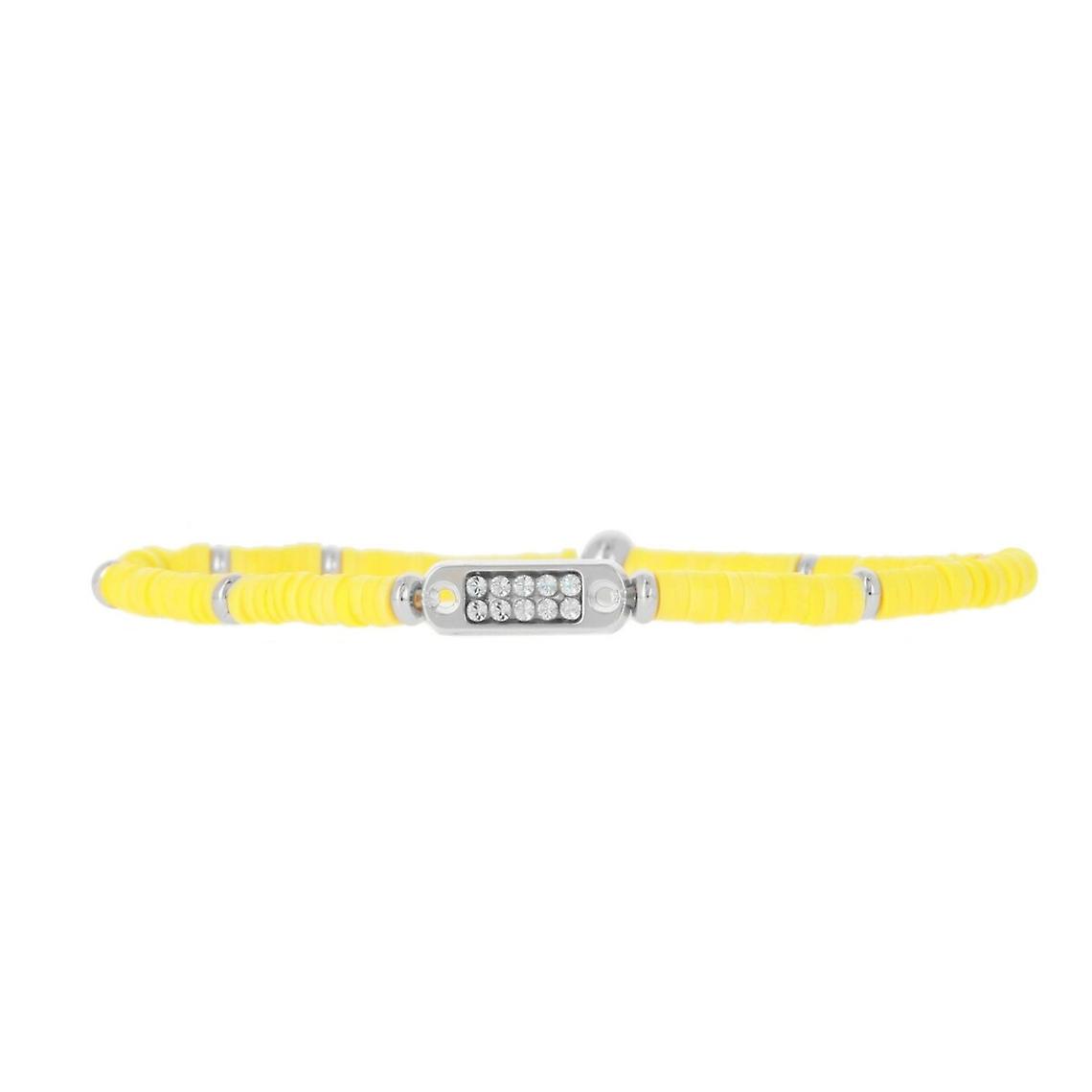 Bracelet Les Interchangeables A58650 - Mini Plaque 2 Rangs Perle Gomme Jaune Fluo Femme