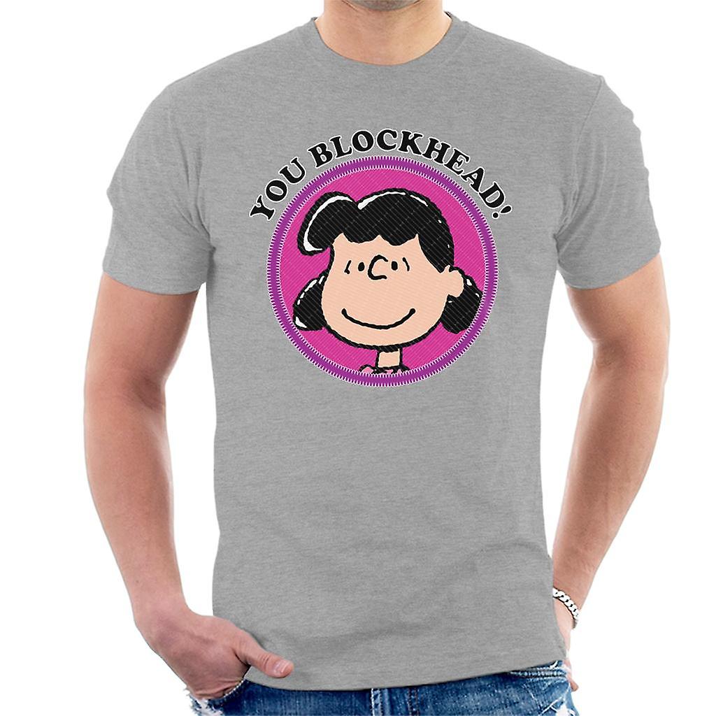 Peanuts You Blockhead Lucy Badge Men's T-Shirt