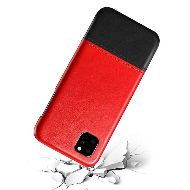 Two-Tone Leather Shell Case for Apple iPhone 6 Plus / 6S Plus - Red / Black
