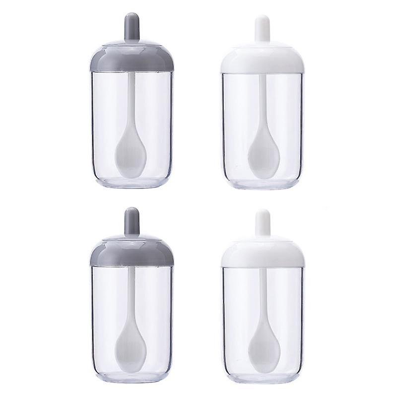 Set of 4 Plastic Spice Jars with Spoon