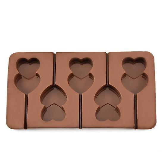 5 Grid Silicone Non Double Heart Shaped Chocolate Stick Lolly Cookie Candy