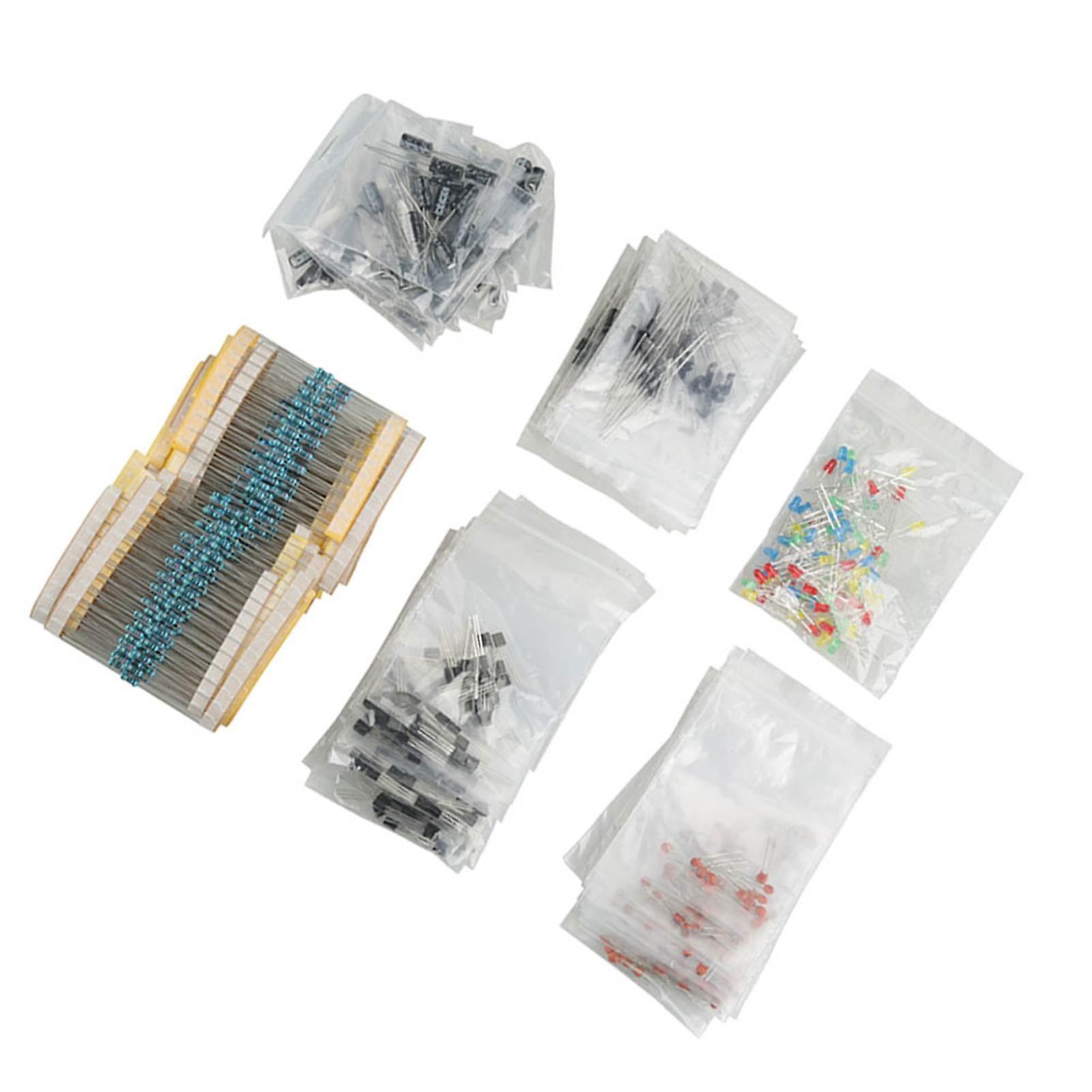 Electronic Components Set LED Diodes Transistor Electrolytic Capacitors Resistors Kit