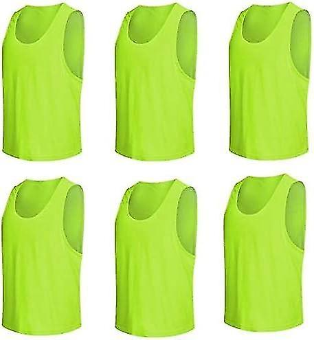 6-Pack(S,4 to 8 Years)Soccer Bibs Jersey Nylon Mesh Sports Pinnies Team Scrimmage Training Vests - F