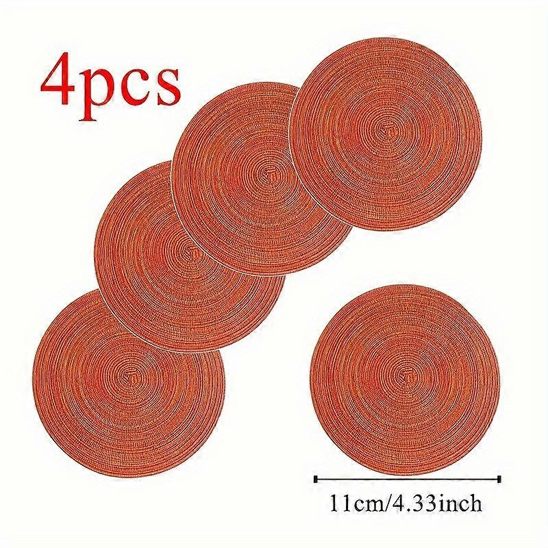 4-Piece Set Round Woven Placemats - Anti-Scald, Heat-Resistant Table Mats For Home & Restaurant Use