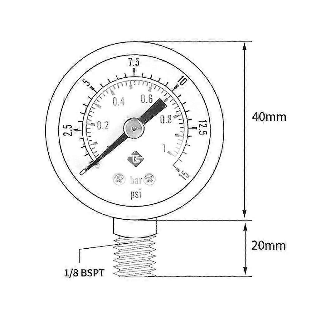 Mechanisches Manometer Manometer Messwerkzeug 1/8inch BSPT Rückanschluss für Luft-Öl-Wasser