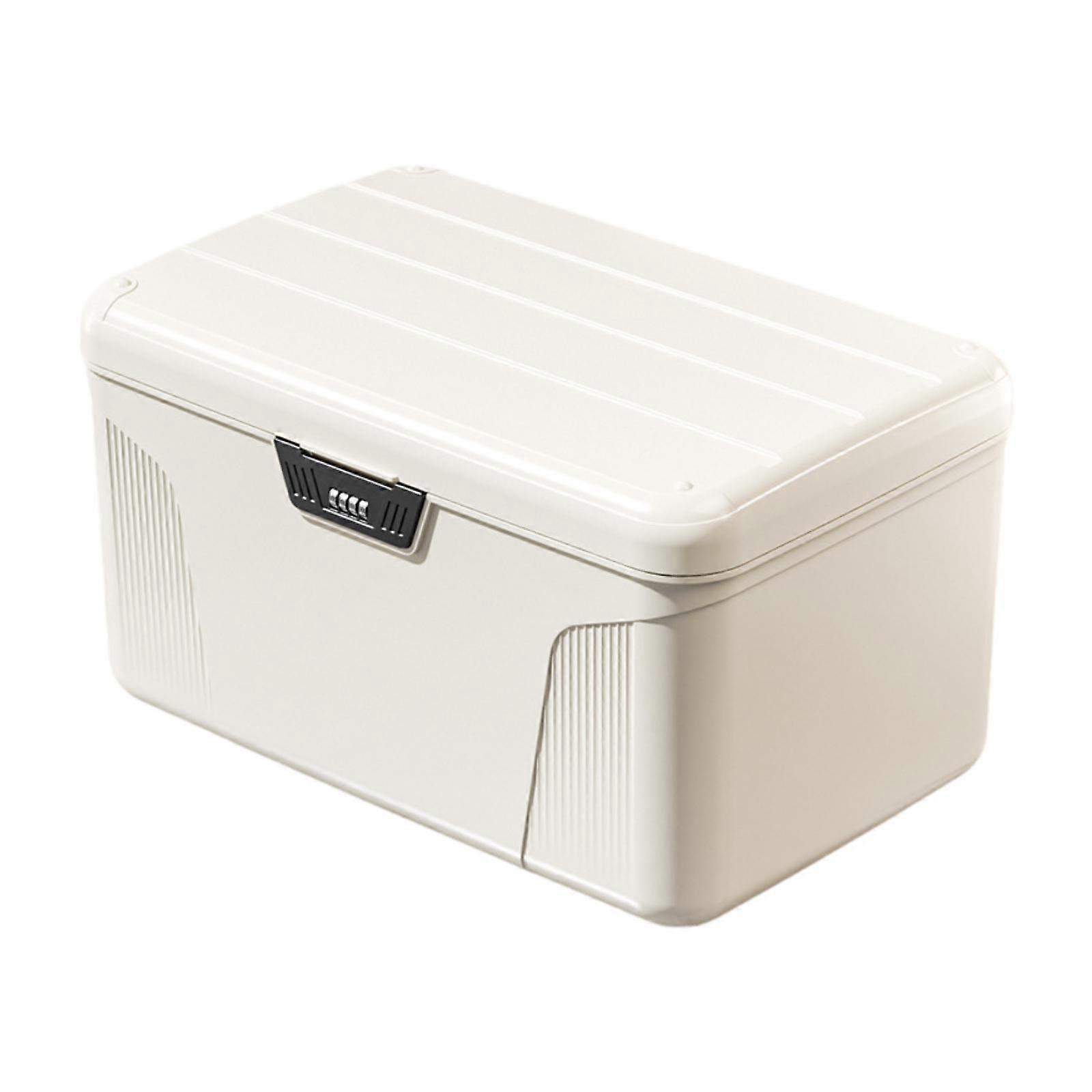 Lockable Storage Box Anti Slip Spacious Stable Portable Password Storage Box White