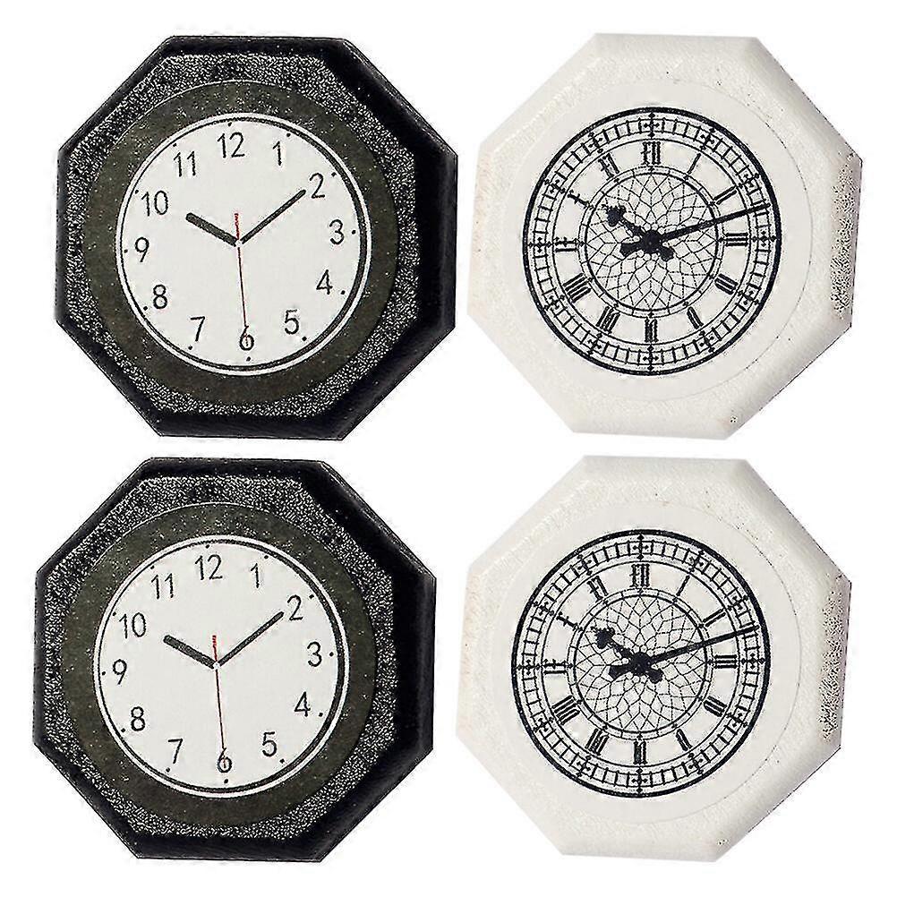 4pcs Doll House Mini Wall Clock Simulation Miniature Clock Accessories Miniatures