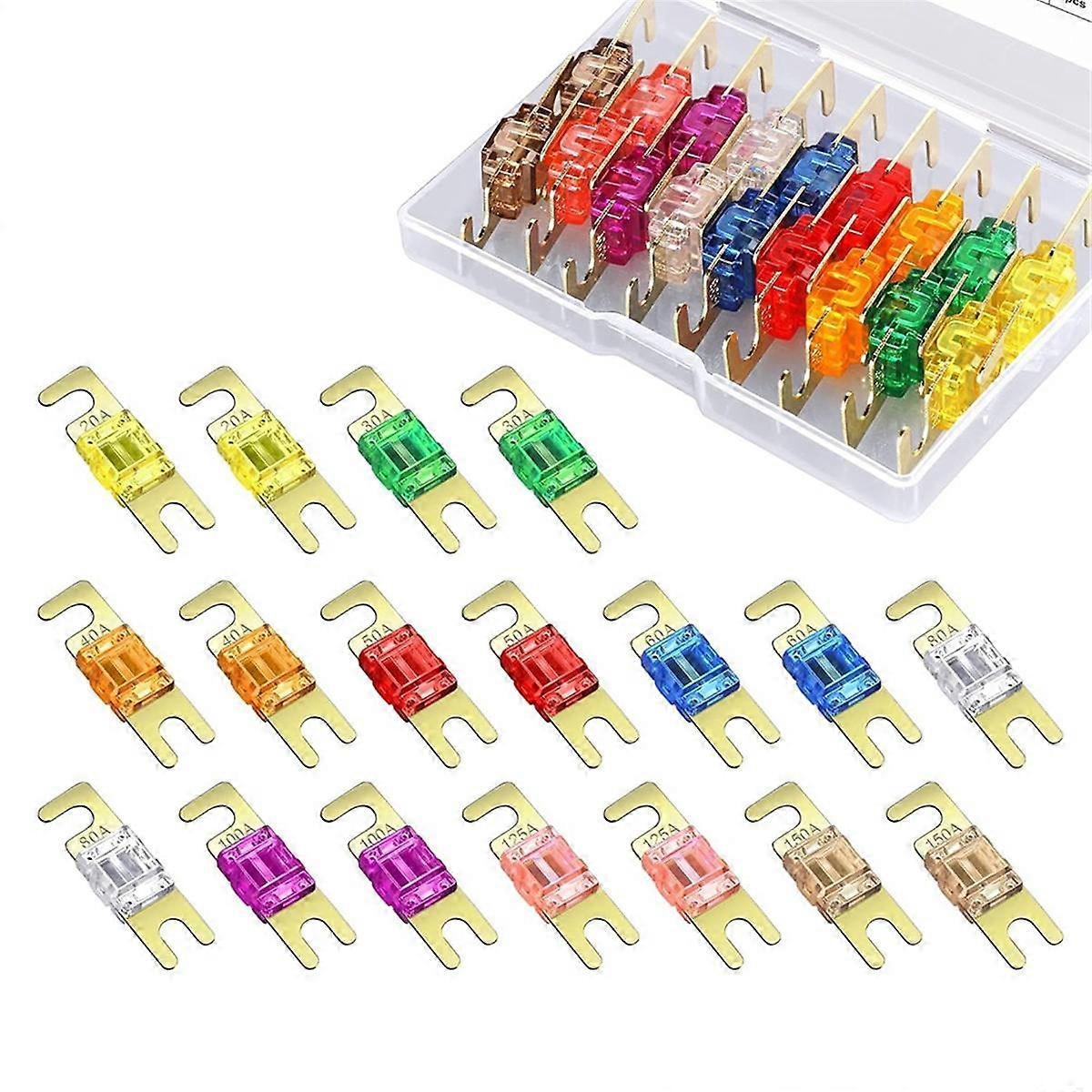 18 Pieces Mini ANL Fuse, Plated ANL Fuse Pack (20A, 30A, 40A, 50A, 60A, 80A, 100A, 125A, 150A) for