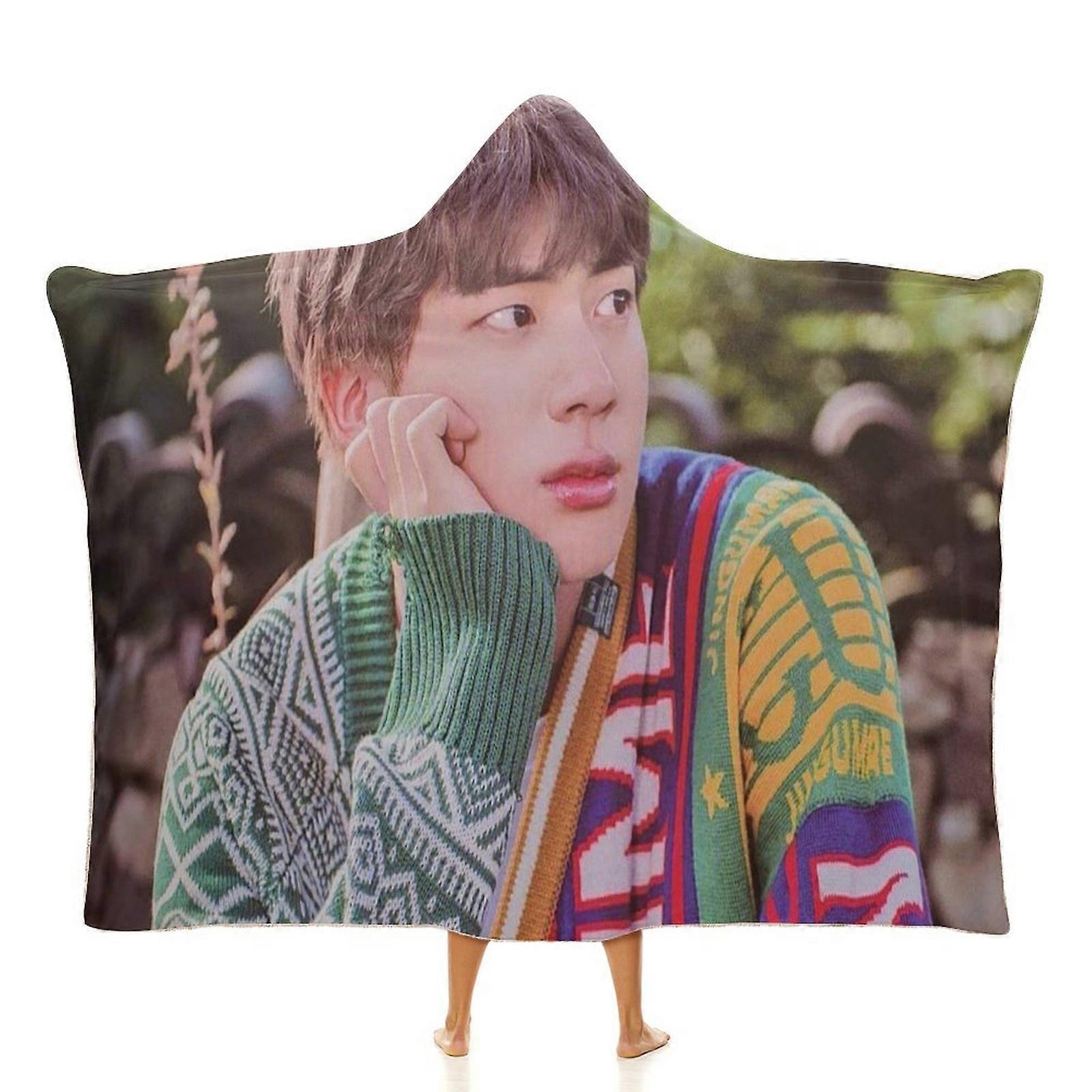 BTS Jin (4) Blanket Wearable Cartoon Cosplay Hoodie Throw Blanket