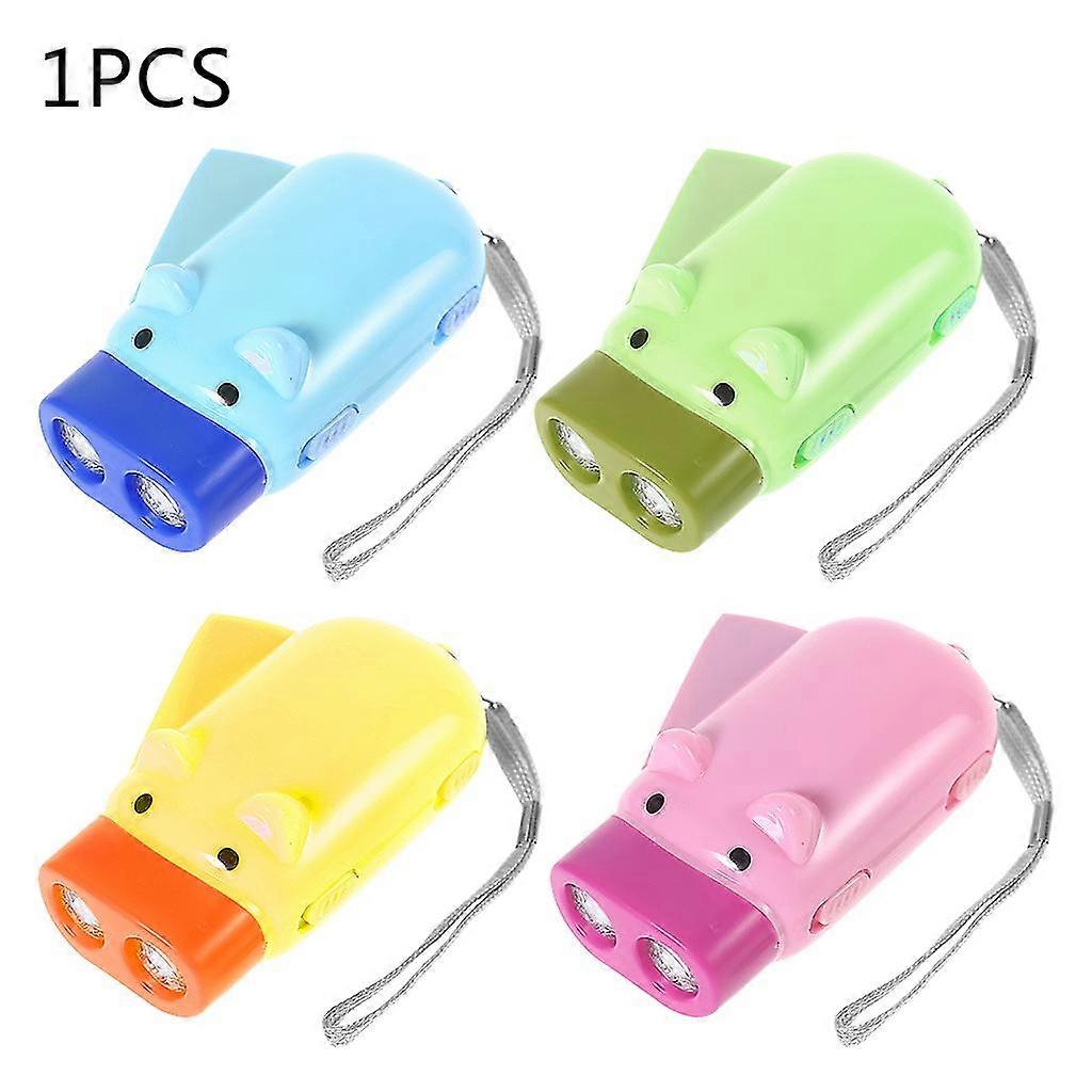 Hand Pressing Pig 2 Led Flash Flashlight Wind-up Dynamo Lamp