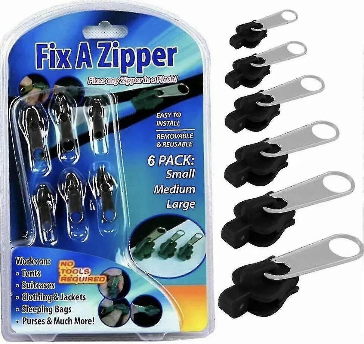 Fix A Zipper 6 Pack Zip Rescue Instant Repair Kit Replacement Black D
