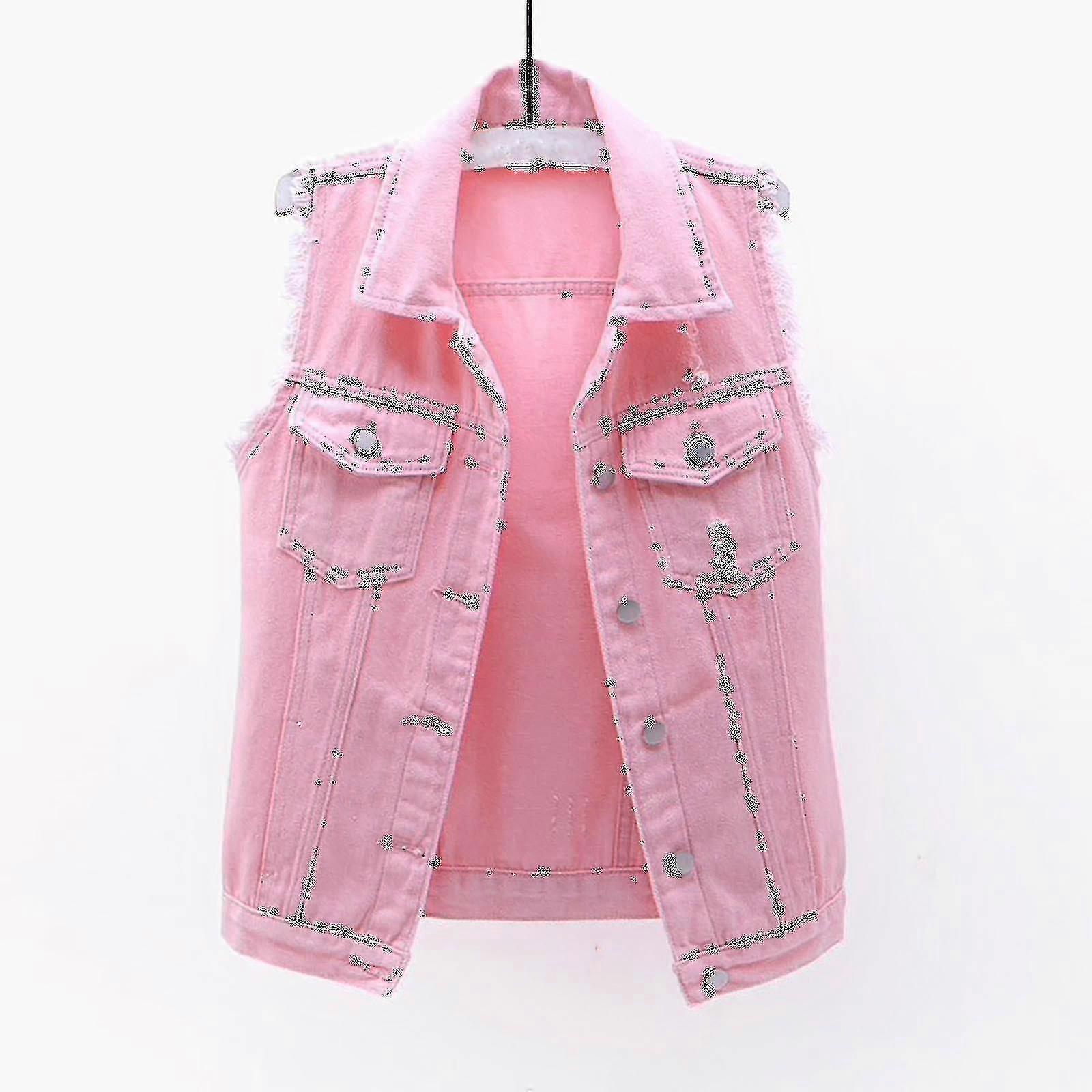 Kvinner Vår Og HøstFrakker Solid Ermeløs Denim Jakke Yttertøy