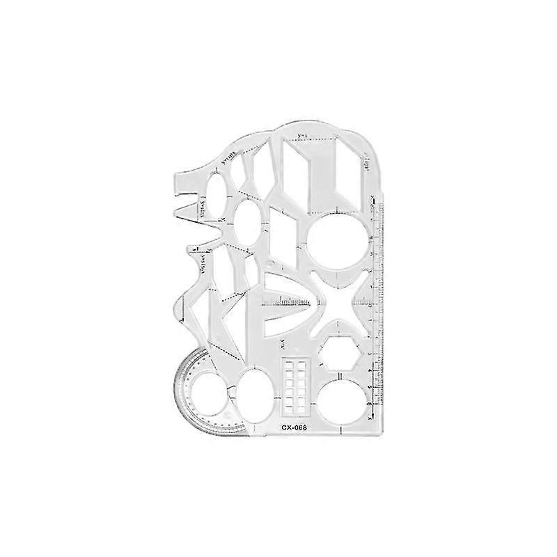 Multifunctional Geometric Ruler Geometric Drawing Template For Student Measuring And Designing( 2 Pcs, White)