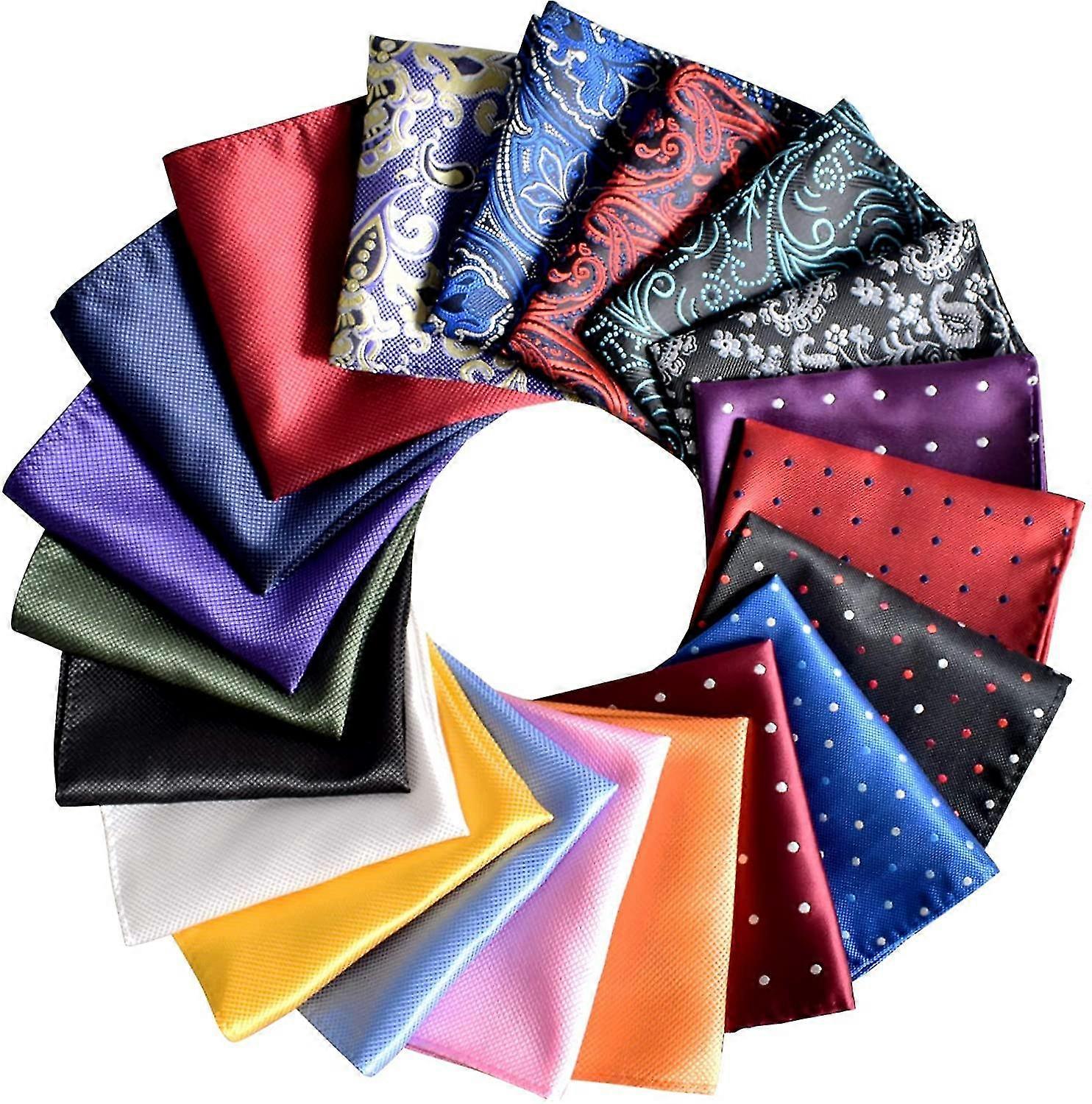 pocket squares for men - 20 pack mens pocket squares handkerchiefs set , assorted colors with box