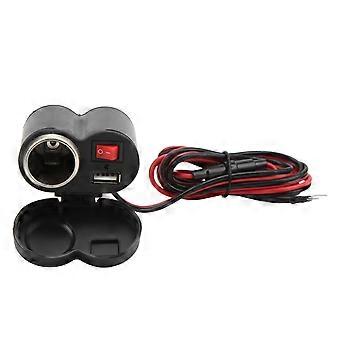 Motorcycle Handlebar Phone Charger Cigarette Lighter Socket Single USB Blue LED Waterproof for Electronic Devices