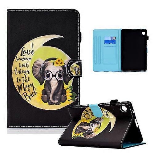 For Samsung Galaxy Tab A9 Colored Drawing Stitching Flip Leather Tablet Case
