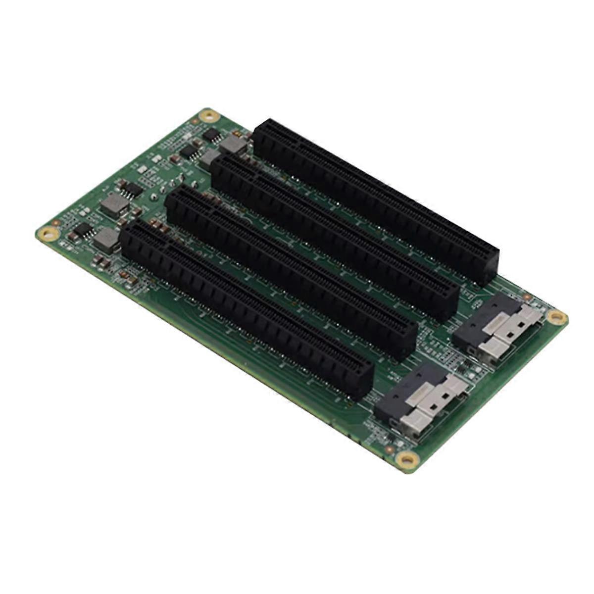 2 Port SFF-8654 to 4 PCIe X16 Slot Adapter PCIe X16 Slot Expansion Board with 8 PIN Power Socket