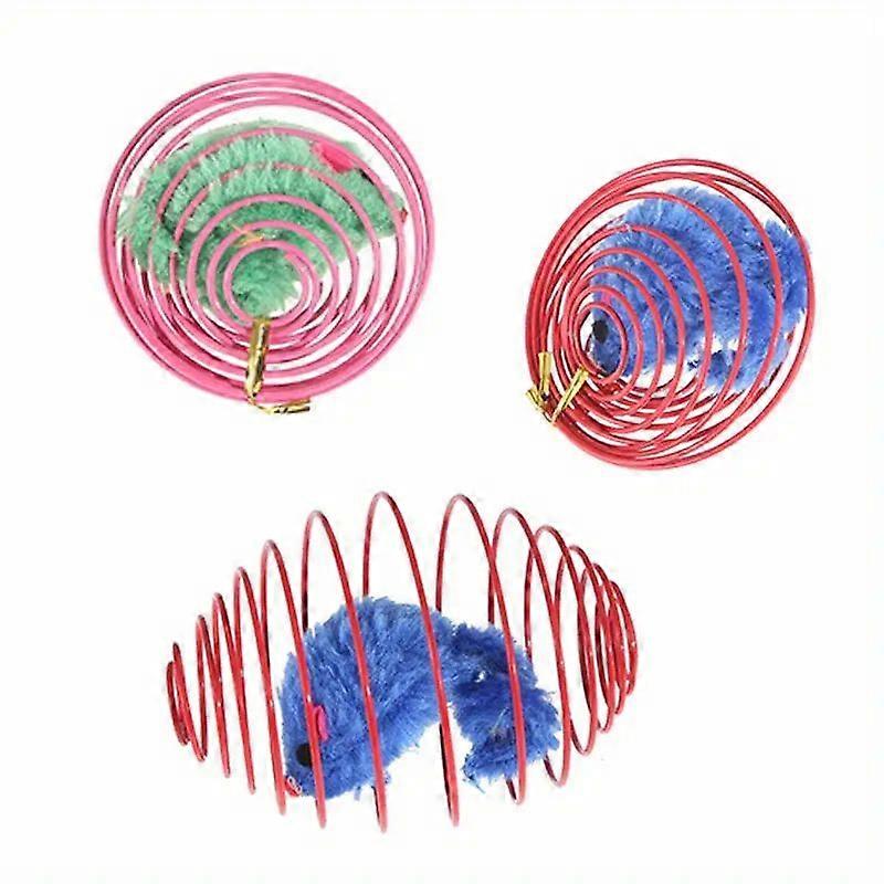 Cat Toy Balls Funny Stretchable Kitten Springs Toys Interactive Caged Rats Rolling Cat Balls Random Color Cat Accessories Pet