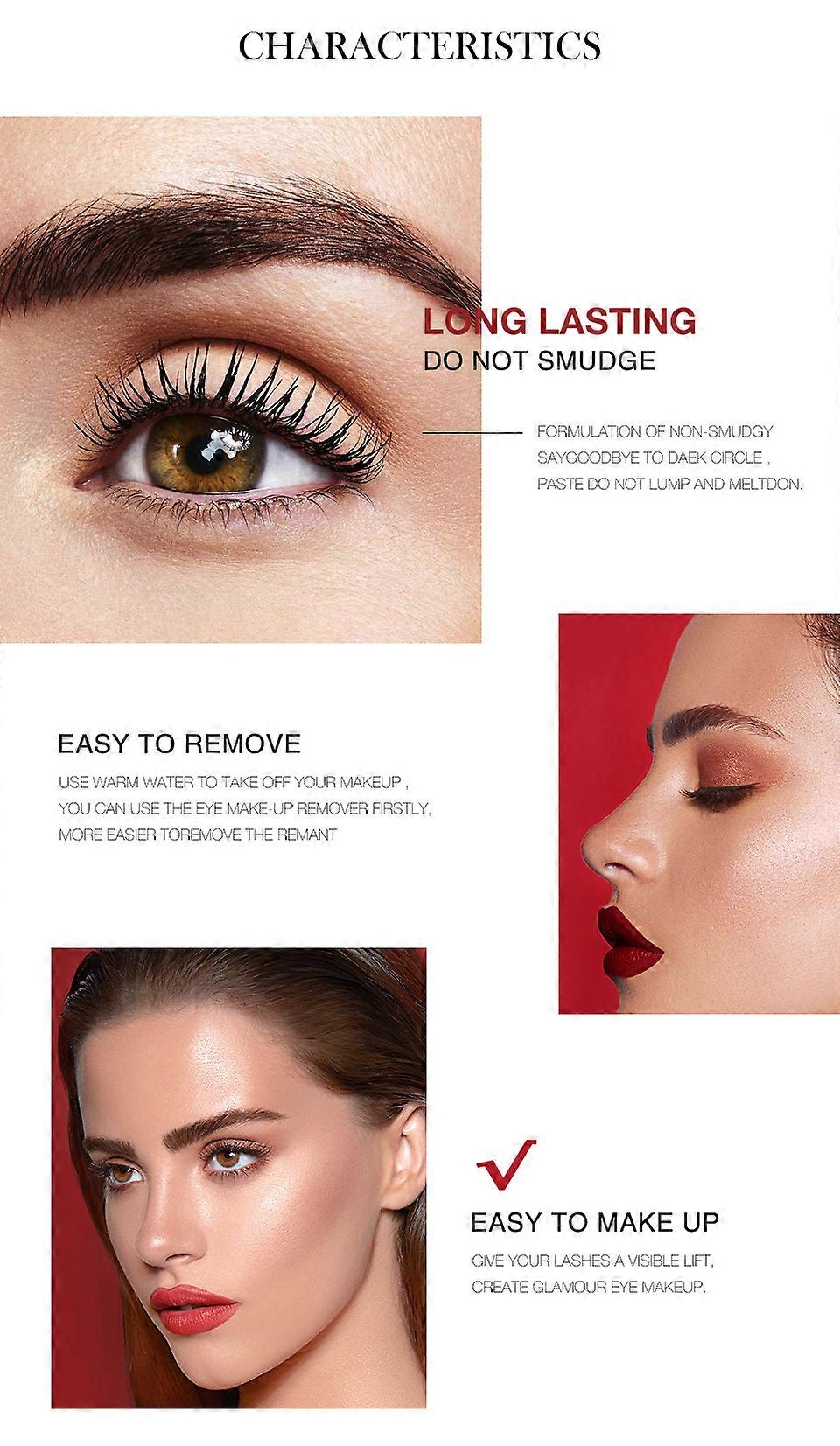 3 stk 3D Mascara Forlengelse Svart vippe Øyenvippe Forlengelse Øyevipper Børste Skjønnhetssminke Langvarig gullfarge Mascara