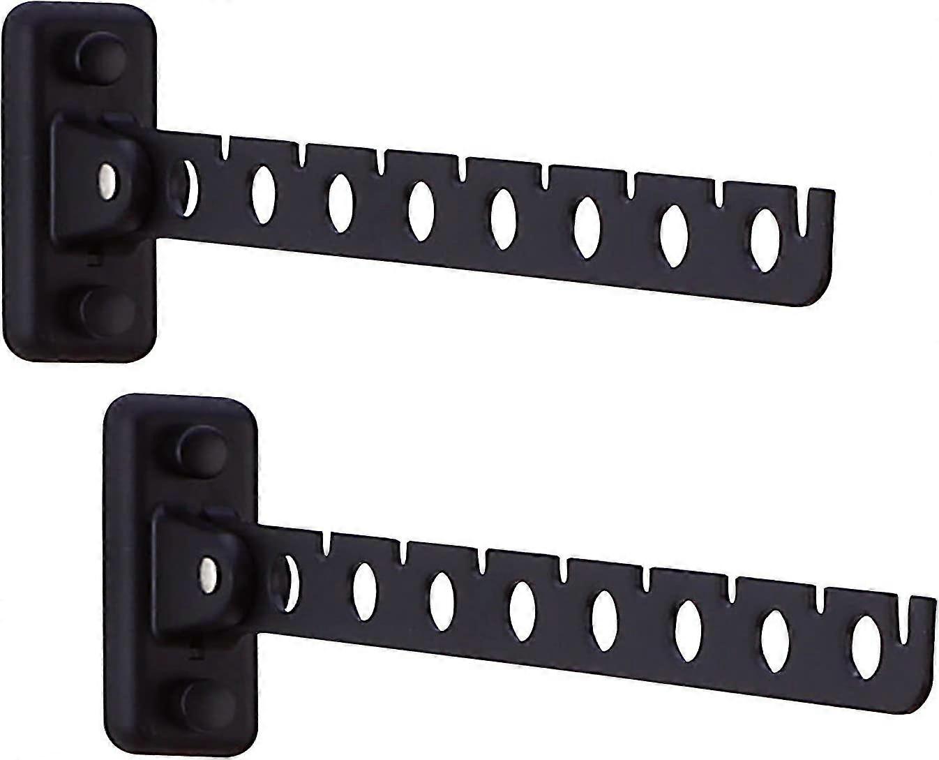 2 Pcs Folding Wall Mounted Clothes Hanger Rack Black