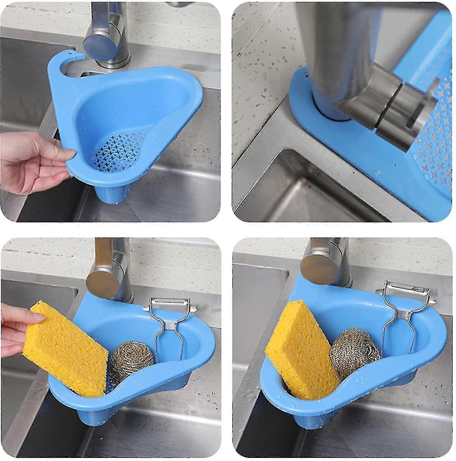 2pcs Swan Triangular Sink Drain Shelf, Swan Shape Sink Basket, Swan Drain Basket Sink, Kitchen Triangle Sink Filter